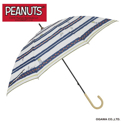 Peanuts One Splusの晴雨兼用日傘 スヌーピー チェックbk ワンポイント刺繍 Line Drops